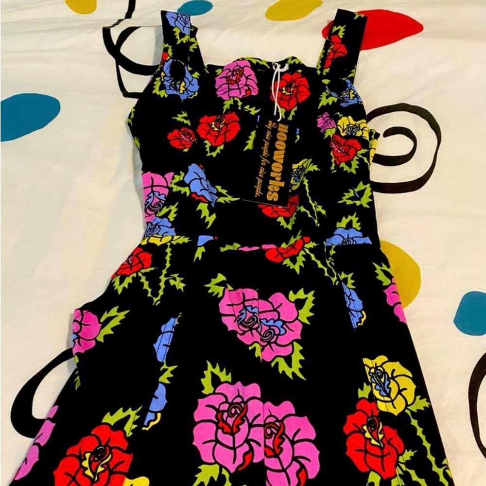 Nooworks overalls in electric rose print. - Picture 3 of 7